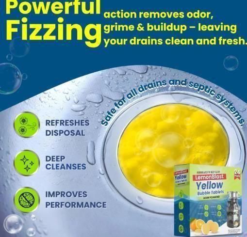 LemonBlast Yellow Bubble Tablets – Odor Eliminator + Blockage Remover ( BUY 1 GET 1 FREE )
