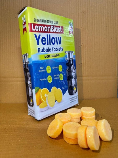 LemonBlast Yellow Bubble Tablets – Odor Eliminator + Blockage Remover ( BUY 1 GET 1 FREE )